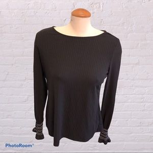 IMNYC Isaac Mizrahi Black Ribbed Top